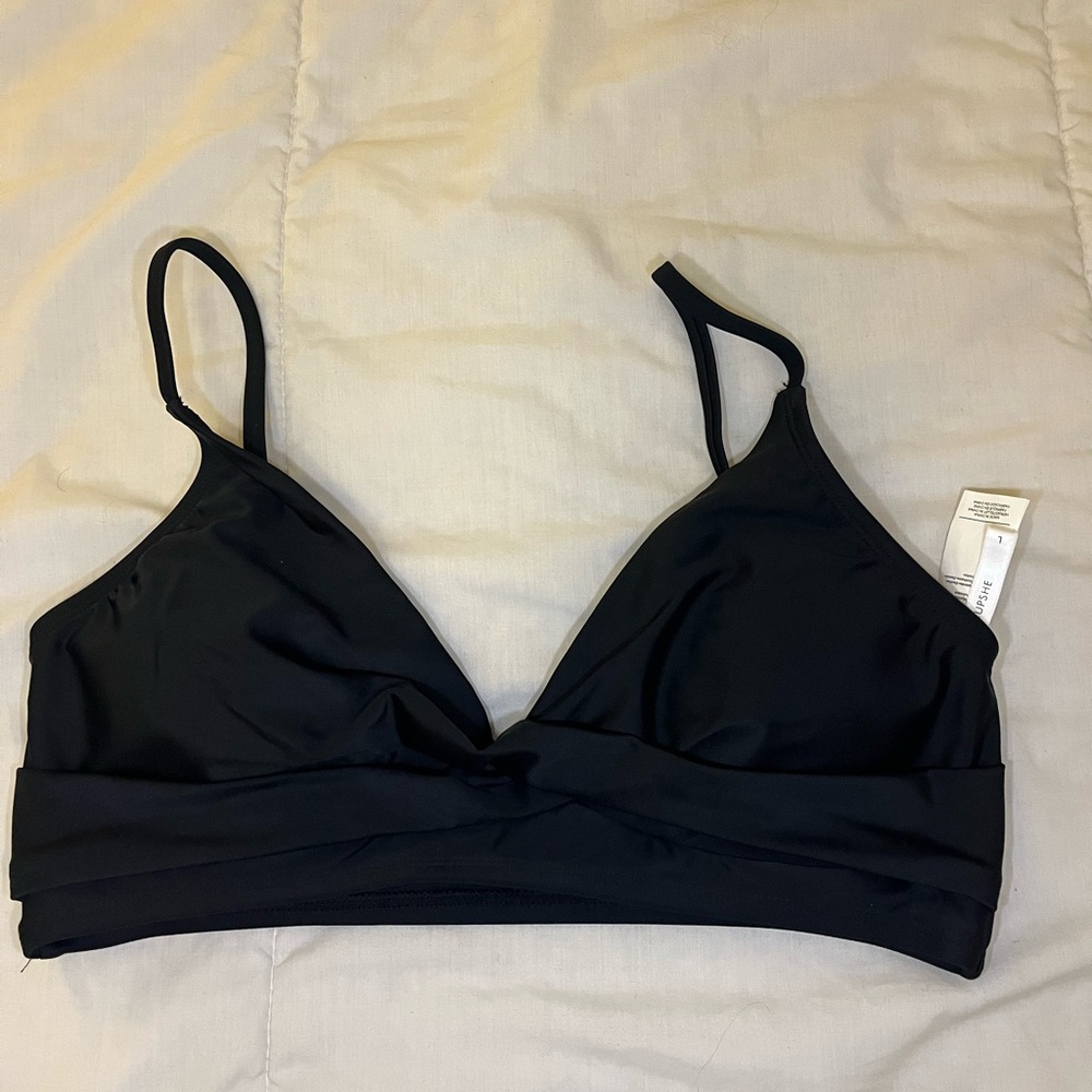Cupshe Women's Black Twist Bikini Top Swimsuit Bathing Suit Large Black